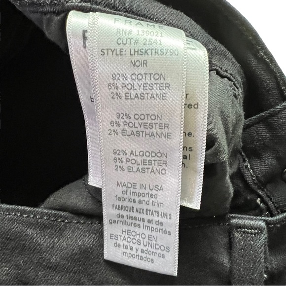 FRAME Le High Skinny Velvet Tux Raw Hem Jeans Noir Size 26 - Picture 16 of 17